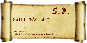 Solti Máté névjegykártya